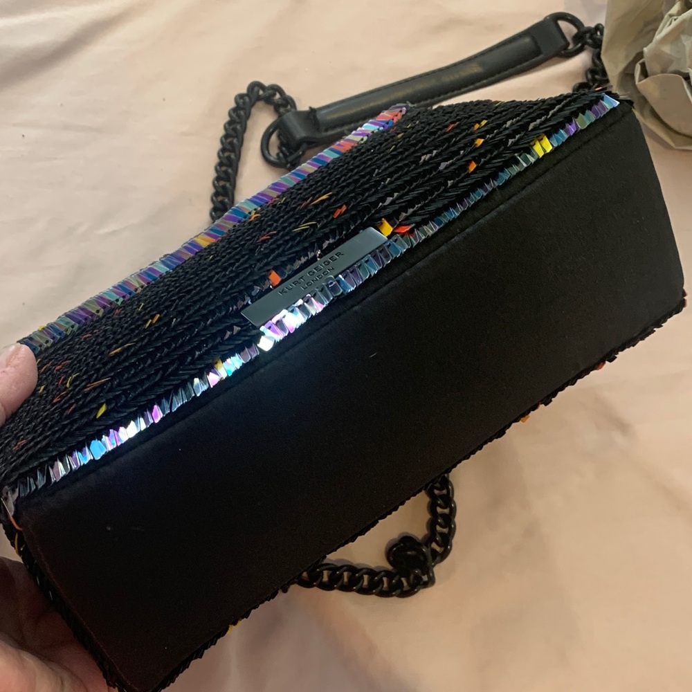 Kurt Geiger The Kensington Black Sequined Chain Crossbody Bag - Picture 7 of 9